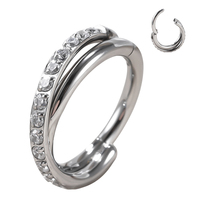 Cincin Septum Hoop Titanium Grade Implan Grosir dengan Engsel Segmen dan Sistem Klik untuk Tindik Hidung, Telinga, dan Tubuh