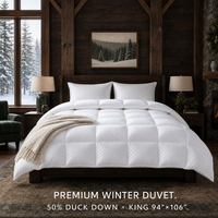 Couette d'hiver ultra-chaude 50% duvet de canard, taille King, avec compartiments, en coton anti-duvet, collection hôtelière extra chaude