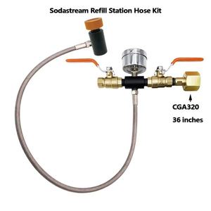 Estación de Recarga de CO2 para Cilindro Carbonatador Sodastream Tr21-4 con Manómetro de 250 Bares, Tubería Trenzada de Acero de 36 Pulgadas - Product Image 2