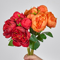 Buket Bunga Peony Sutra Buatan 7 Kepala, Bunga Peony Palsu untuk Dekorasi Pernikahan, Rumah, Hotel, dan Pesta