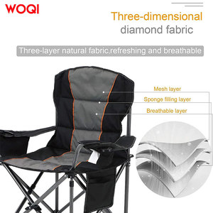 Chaise pliante de camping Woqi, portable, robuste, rembourrée, avec accoudoirs et poche de rangement - Product Image 2