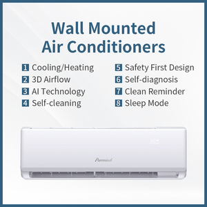 Climatiseur mural haute efficacité à gamme complète 9000-24000 BTU R32 R410a pour la climatisation et le chauffage de la maison, chambre à coucher, salon - Product Image 4
