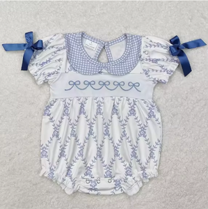 Romper de Manga Corta con Estampado a Cuadros Rosa para Bebés, con Bordado de Lazo - Product Image 3