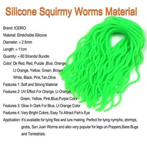 วัสดุผูกแมลงวัน NEWMAJOR 60 เส้น แบบ Squirmy Wormy  วัสดุยาง PVC นิ่ม เรืองแสง UV  ขนาด 11 ซม. สำหรับตกปลาเทราต์ ปลากะพง  แบบนิมฟ์ และสตรีมเมอร์ - Product Image 2