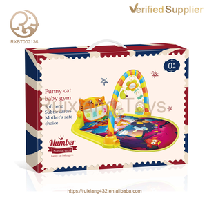 Approvisionnement d'usine doux et sûr dessin animé chat Style piano jouant tapis de sport enfants pliable <span class=keywords><strong>Buck</strong></span> dents cadre de fitness autres jouets pour bébés - Product Image 6