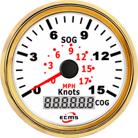 Compteur de vitesse GPS à 15 nœuds, fournitures marines, jauges de bateau avec rétroéclairage rouge