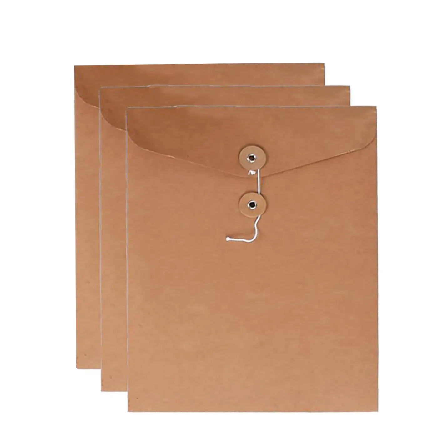 Flat-No Expansion formato lettera A4 Kraft Brown String File Folder liming busta Project File Document Letter Organizer