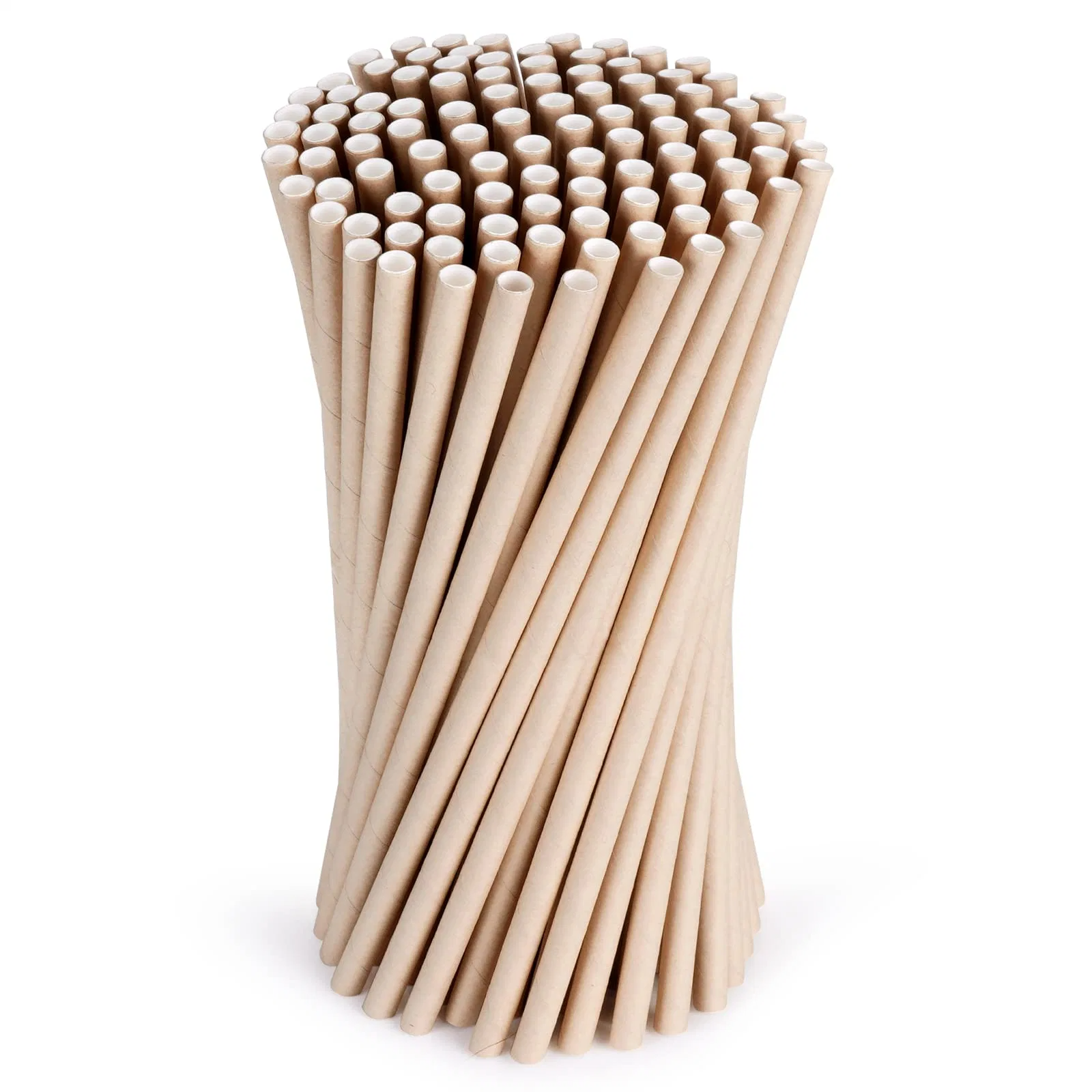 Wholesale Disposable Food Grade Degradable Wood Pulp Paper Straws for Milk Tea & Juice Customizable Sizes