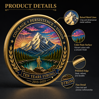Pièces de monnaie miroir 3D personnalisées en métal plaqué or avec logo et boîte en plastique
