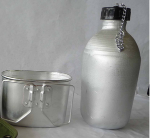 DF Outdoor Humting Camping Adventure 1.3L US Camping Aluminium <b>Water</b> <b>Bottle</b> Canteen with Canvas Pouch or with <b>Straps</b> - Product Image 3