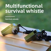 Sifflet de survie multifonctionnel trois-en-un pour l'extérieur avec boussole et thermomètre pour arbitre de compétition (vert/noir)