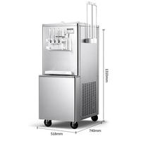 Machine à crème glacée commerciale 25L/H, machine à crème glacée molle autonome avec 3 saveurs et pré-refroidissement
