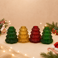 Mini vase en verre pour arbre de Noël, vase à fleurs en verre coloré et gaufré, centre de table de Noël, décoration de fête pour la maison