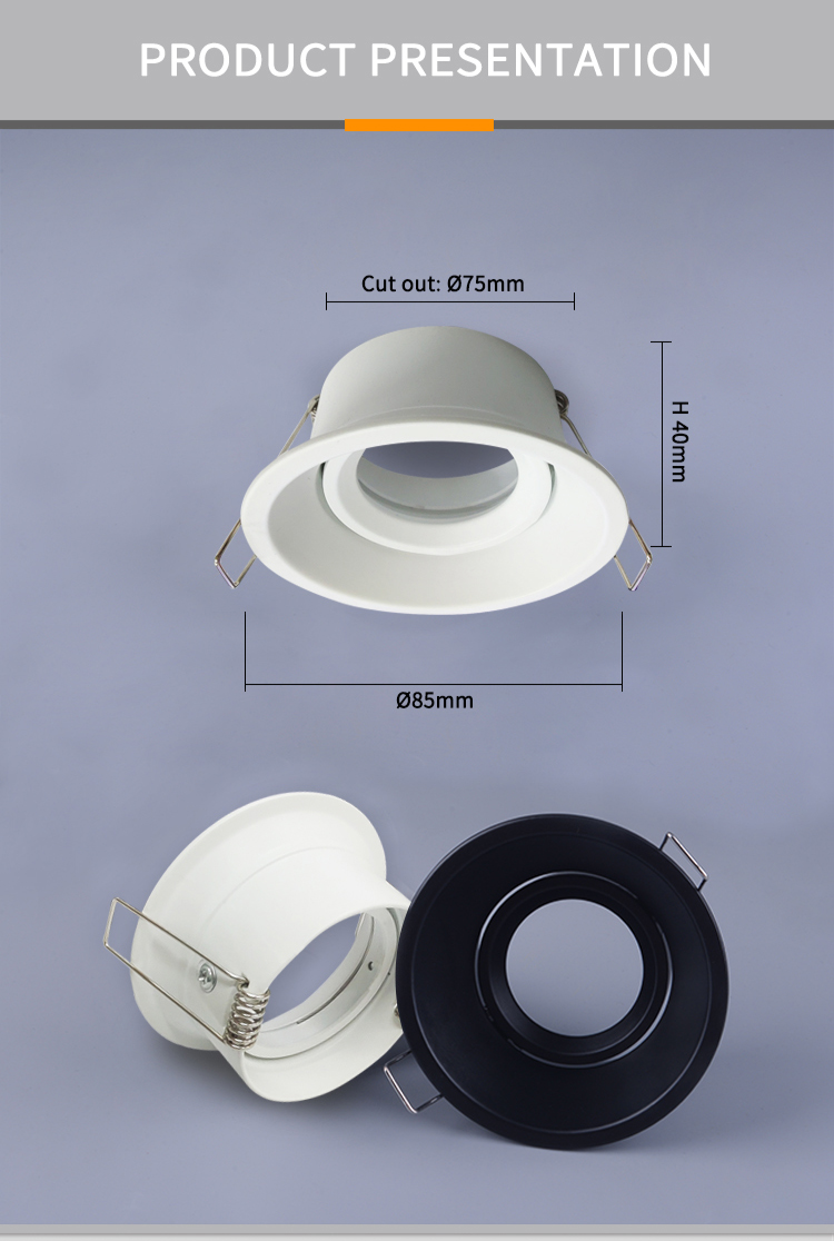 White IP65 Gu10 Downlights 85mm Cut Out Diameter Die Casting Alu