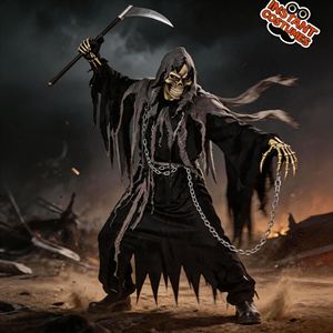Disfraz de Halloween para Hombre, Disfraz de Grim Reaper, Túnica de Fantasma de la Muerte, Disfraz de Cosplay con Máscara - Product Image 2