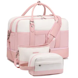 Nerlion In Stock rosa tela bianca Weekender 3 set borsa zaino da viaggio di grande capacità borse da ginnastica uomo donna borsone Unisex