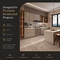 Armoires de cuisine modernes de luxe sur mesure, plan de travail en pierre, armoires de cuisine modulaires, éclairage LED, armoire de cuisine pour projet de villa