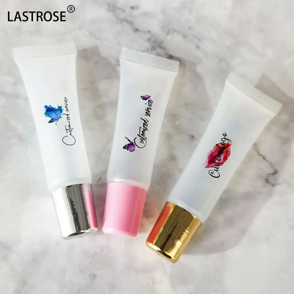 Private logo plastic 10ml 15ml squeeze tubes lip gloss container Pink Black Silver Clear cap empty lipgloss tube