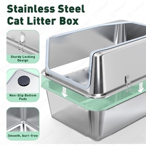 Litière pour chat en acier inoxydable, auto-nettoyante, surdimensionnée, semi-fermée, facile à nettoyer, écologique, best-seller - Product Image 2