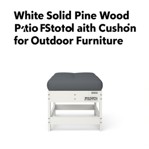 Repose-pieds de patio en bois de pin massif blanc avec coussin pour mobilier d'extérieur - Product Image 1