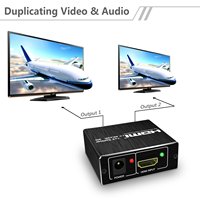 Divisor HDMI de 1 en 2 salidas, caja distribuidor de Audio y vídeo Compatible con 3D y 4K x 2K, Compatible con HDTV, STB, DVD, proyector