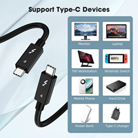 Cable Thunderbolt 4 de 0.3m 0.5m, Corto, 8K 60HZ, Transferencia de Datos de 40Gbps, Carga de 100W, Compatible con Cable USB4.0