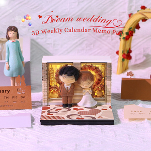 Cặp vợ chồng ngọt ngào 3D <span class=keywords><strong>Memo</strong></span> Pad tay xé cô dâu và chú rể mô hình hoa Vòng Hoa Trái Tim mô hình 3D lịch <span class=keywords><strong>Memo</strong></span> Pad cho món quà cưới - Product Image 1