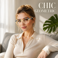 Resda RSD8057 Lunettes de vue carrées à monture intégrale rayées en acétate laminé de haute qualité, colorées, uniques et tendance pour adultes