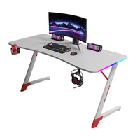 Bureau de jeu de bureau à domicile personnalisé à la mode, bureau de travail, bureau de jeu sur ordinateur avec surface en fibre de carbone en forme de Z, éclairage LED RVB