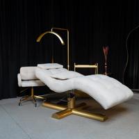 Table de massage portable pour salon de beauté et spa, lit de cils réglable en forme de S, avec appui-tête réglable en hauteur et construction métallique