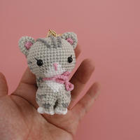 Porte-clés chaton mignon, porte-clés en peluche tissé à la main
