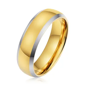 Wholesale Highly Polished RTS 18K Gold Plated Domed Tungsten Ring For Men Women Wedding Bands Rings Fashion Jewelry Comfort Fit