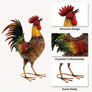 Adorno de pollo de granja, escultura de gallina, decoración de césped, estatua de gallo rústica, escultura de Animal de estaca de jardín de Metal - Product Image 4