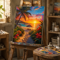Kit de peinture par numéros sur toile avec cadre - Décoration intérieure - Cadeau - Paysage moderne