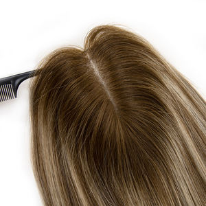 Topper de cheveux humains européens alignés sur les cuticules, couleur naturelle, 3x5, en dentelle mono, pour femme blanche, vente en gros directe usine - Product Image 1