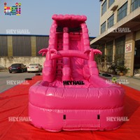 Toboggan aquatique gonflable commercial de qualité commerciale rose, fabrication sur mesure, prix, avec piscine pour les fêtes d'adultes