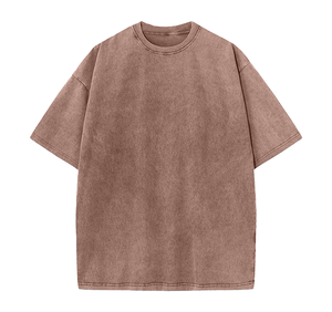 Camiseta vintage de algodón grueso de manga corta, camiseta básica lavada con cuello redondo, camiseta personalizada de alta calidad al por mayor para hombre - Product Image 4