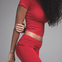 Ensemble de vêtements de yoga pour femmes, t-shirt à manches courtes moulant, pantalon de yoga évasé en coton tricoté brodé, ensemble deux pièces