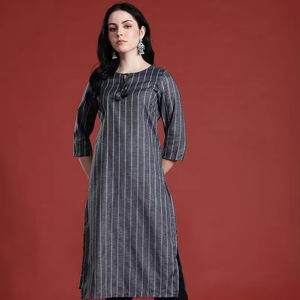 Tie-Up Neck Striped Kurta - Product Image 1