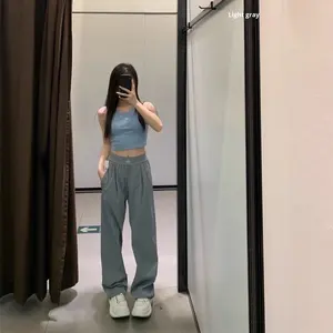 <span class=keywords><strong>Pantalones</strong></span> Largos Anchos de Yoga y Deporte, Estilo Vintage de Verano, Soltos, Casuales, de Pierna Recta, con Cintura Elástica y Secado Rápido - Product Image 5