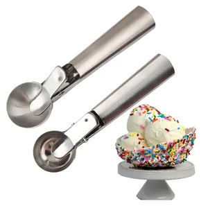 Лидер продаж, ложка для мороженого из нержавеющей стали, безопасная ложка для мороженого премиум-класса с триггером