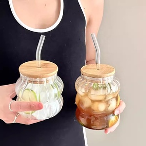 Coperchio in legno di bambù porta <span class=keywords><strong>bicchieri</strong></span> Latte ghiacciato resistente alle alte Temperature succo di caffè bevande fredde tazza di vetro paglia di grande capacità - Product Image 4