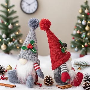 Décoration de Noël, poupée en tricot, Père Noël, jouet en peluche, gnomes pour la décoration de Noël, de la maison et des fenêtres - Product Image 3
