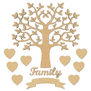 Diy Arts Crafts Unfinished Blank Decorative Wood Hearts Wooden Family Tree Sign Birthday Christmas Decoration Supplies//