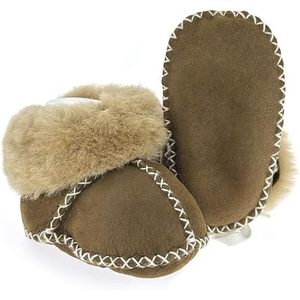Botines de piel de oveja para bebé con forro de piel y lazo de encaje, zapatos cálidos de invierno para 0-6 meses, botas informales unisex - Product Image 3
