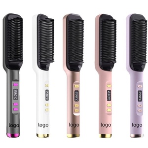 Peigne chauffant électrique portable pour lisser les cheveux, outils de coiffure, lisseur de barbe électrique, <span class=keywords><strong>brosse</strong></span> thermique <span class=keywords><strong>ronde</strong></span> 2 en 1 - Product Image 4