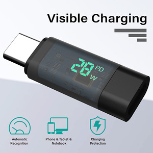 Pantalla de alimentación digital inteligente Detección visible de carga rápida Convertidor de adaptador macho tipo C a hembra tipo C, convertidor de carga rápida de tipo C - Product Image 3