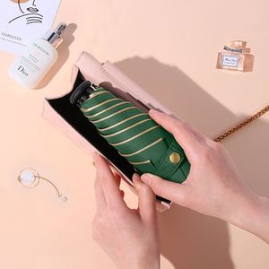 Parapluie de poche compact 5 plis tendance, personnalisé en usine, avec revêtement doré, protection UPF 50+, pour femme, idéal pour les voyages, le quotidien et comme cadeau portable - Product Image 3