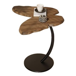 Wood Butterfly Shaped <b>Side</b> <b>Table</b> With <b>Black</b> Metal Base For Living Room Or Bedroom Decorative Use - Product Image 4