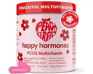 Happy Hormones、Myo-イノシトール & D-Chiroイノシトール40:1ブレンドオメガ3ビタミンD3マグネシウム亜鉛-ホルモンバランス30 SVG